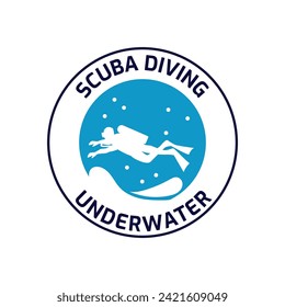 Scuba-Tauchlogo-Design, perfekt für Tauchschulen und unter dem Logo für Wasserabenteuer