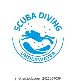 Diseño del logotipo del submarinismo Scuba, perfecto para la escuela de submarinismo y bajo el diseño del logotipo de aventura acuática