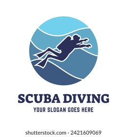 Scuba diving logo design, perfect for diving school and under water adventure logo design