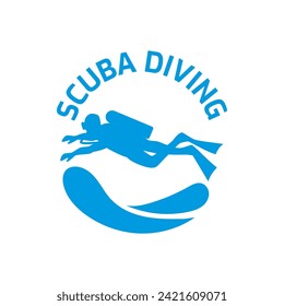 Scuba-Tauchlogo-Design, perfekt für Tauchschulen und unter dem Logo für Wasserabenteuer