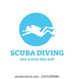 Scuba diving logo design, perfect for diving school and under water adventure logo design