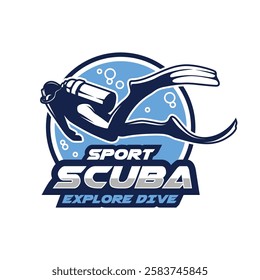 Scuba Diving logo. Dive sport logo design illustration vector