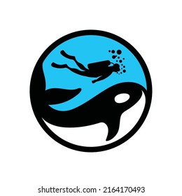 scuba diving logo. diver and orca logo