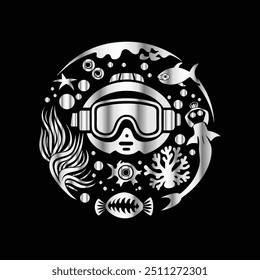 
Scuba diving logo. Scuba diving emblem. Vector illustration. under water adventure logo design