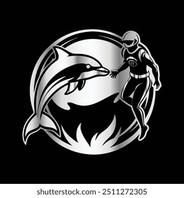 
Scuba diving logo. Scuba diving emblem. Vector illustration. under water adventure logo design