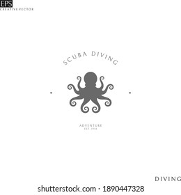 Scuba diving Logo. Isolated octopus on white background