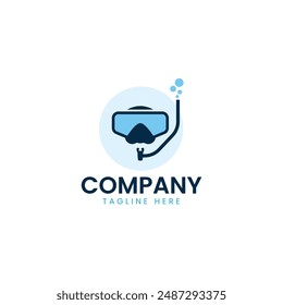 Scuba Diving Logo with a snorkel, Underwater, Bubbles