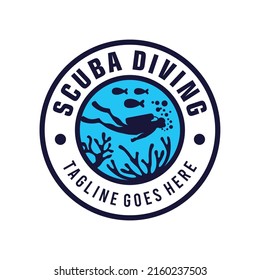 scuba diving logo template. retro scuba diving logo