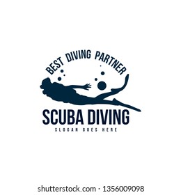 Scuba diving logo template vector. Diver logo concept