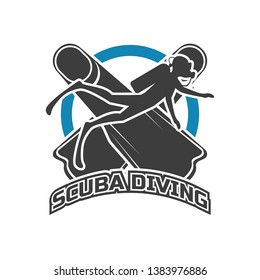 scuba diving logo for your business or sport school, vector illustration