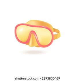 Máscara de buceo Scuba Ilustración vectorial 3d. Gafas coloridas para nadar profesional al estilo de las caricaturas aisladas sobre fondo blanco. Deporte, competencia, concepto de salud