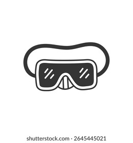 Clipart Máscara de Mergulho. Ilustração de vetor desenhada à mão em estilo de doodle minimalista