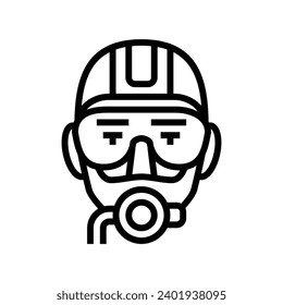 scuba diving mask face line icon vector. scuba diving mask face sign. isolated contour symbol black illustration