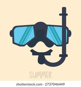 Scuba diving mask. Fun cartoon illustration. Icon for a brochure design about recreation and diving