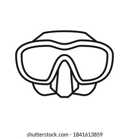 Scuba diving mask goggles. Snorkeling mask icon. Equipment for scuba diving and freediving. Isolated vector illustration on white background. Editable stroke