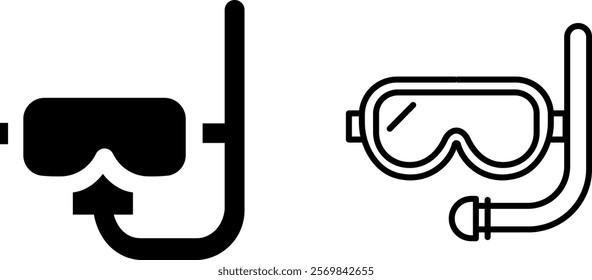 "Scuba Diving Mask Icon Representing Underwater Exploration, Marine Adventure, and Aquatic Sports"