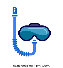 Scuba Diving Mask Icon, Under Water Diving Mask, Half Mask Vector Art Illustration