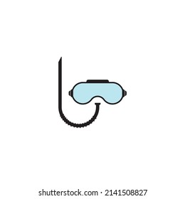 Scuba Diving Mask Icon, Under Water Diving Mask, Half Mask Vector Art Illustration