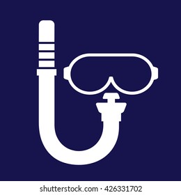 Scuba diving mask icon vector illustration. Blue background