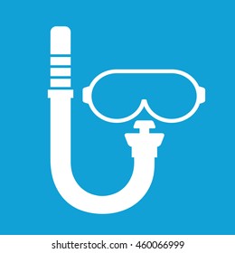 Scuba diving mask icon vector illustration. Blue background