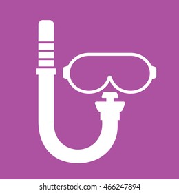 Scuba diving mask icon vector illustration. Purple background
