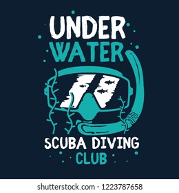 scuba diving mask illustration vector t shirt printing, poster, banner, abstract design