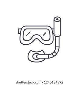 Scuba diving mask line icon concept. Scuba diving mask vector linear illustration, symbol, sign
