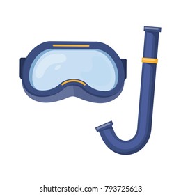 Scuba diving mask on white background, cartoon illustration of beach accessories for summer holidays. Vector