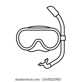 Scuba Diving Mask with Snorkel Tube for Breathing icon. Dive Equipment for Water Sports. Vector Illustration.