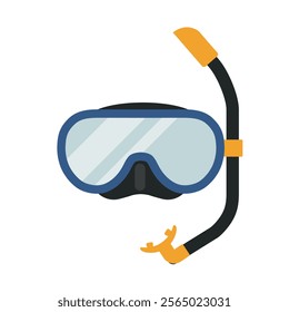 Scuba Diving Mask with Snorkel Tube for Breathing. Dive Equipment for Water Sports. Vector Illustration.