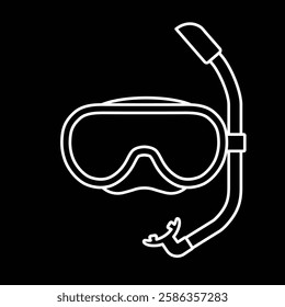 Scuba Diving Mask with Snorkel Tube for Breathing line icon. Dive Equipment for Water Sports. Vector Illustration.