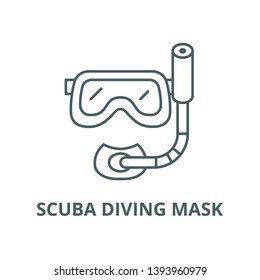 Scuba diving mask vector line icon, linear concept, outline sign, symbol