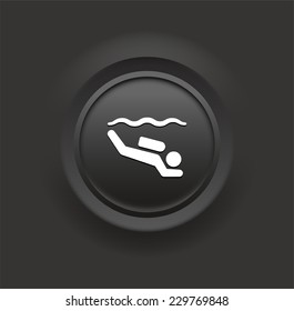 Scuba Diving on Black Bevel Round Button