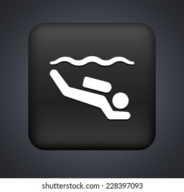 Scuba Diving on Blue Square Button