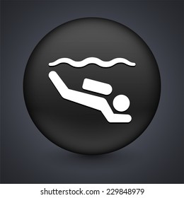 Scuba Diving on Blue Square Button