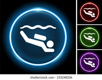 Scuba Diving on Glow Round Button