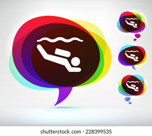 Scuba Diving on Multi Color Speech Bubble