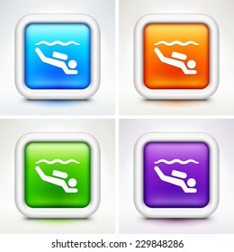 Scuba Diving on Multi Color Square Buttons
