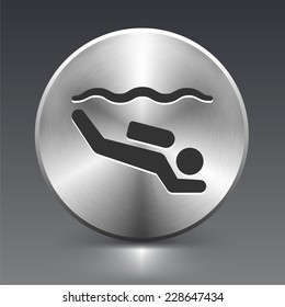 Scuba Diving on Silver Round Button