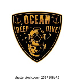 Scuba Diving Outdoor Sport emblem logo design illustration vector