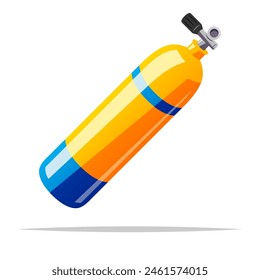 Scuba diving oxygen cylinder tank vector isolated illustration