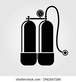 Scuba Diving Oxygen Tank isolated on white background. Vector illustration