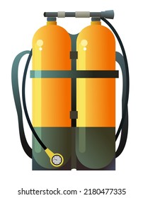 Scuba diving oxygen tank. Object isolated on white background. Vector.