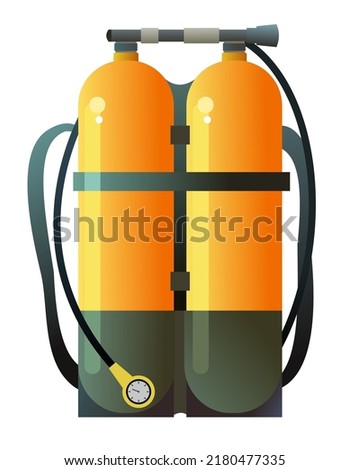 Scuba diving oxygen tank. Object isolated on white background. Vector.