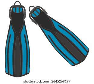 scuba diving, pair of diving fins isolated on a white background