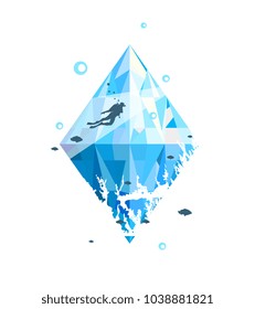 Scuba Diving Print Design. Dive underwater sport printing design. Vector illustration.