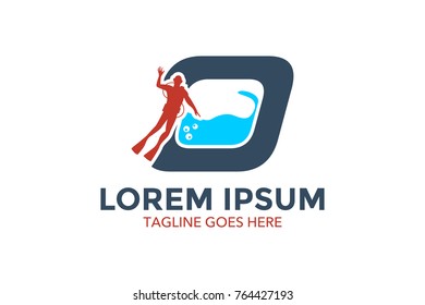 scuba diving related logo. vector. editable. unique