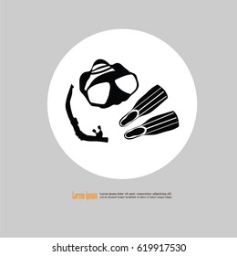 Scuba diving set.vector illustration.