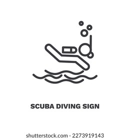 scuba diving sign icon. Thin line scuba diving sign icon from sport and game collection. Outline vector isolated on white background. Editable scuba diving sign symbol can be used web and mobile