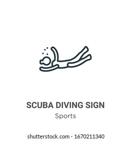 Icono vectorial del contorno del símbolo de buceo Scuba. Icono de señalización de buceo negro en línea delgada, ilustración de elemento simple vector plano del concepto deportivo editable trazo aislado en fondo blanco